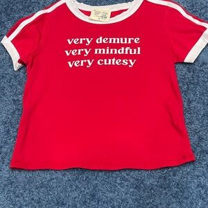 French Pastry Red Tee with White Accents